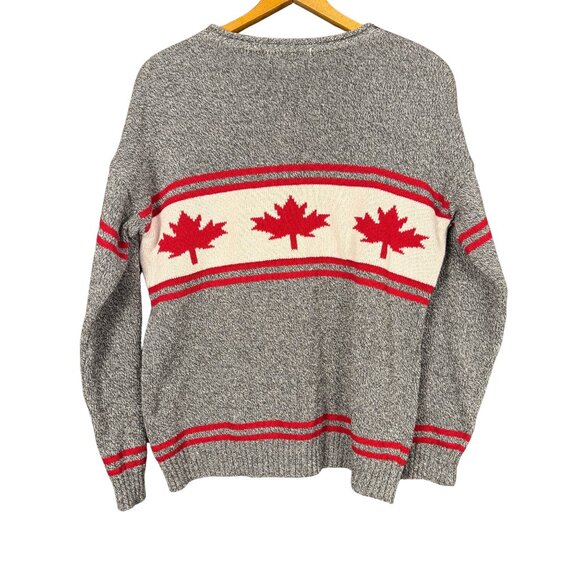 Vintage CANADA Cabin Knit Sweater • Cotton Country • Marled Grey Red • Cabincore - Picture 7 of 7